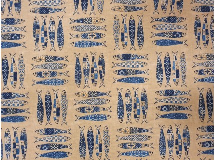 Makréla kék- lakástextil, loneta dekorvászon