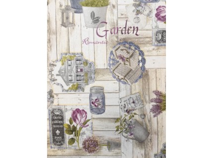 Romantic Garden-Lila lakástextil, loneta dekorvászon