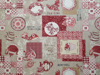 Tea time bordó-lakástextil, loneta dekorvászon