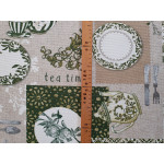 Tea time zöld-lakástextil, loneta dekorvászon