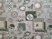 Tea time zöld-lakástextil, loneta dekorvászon